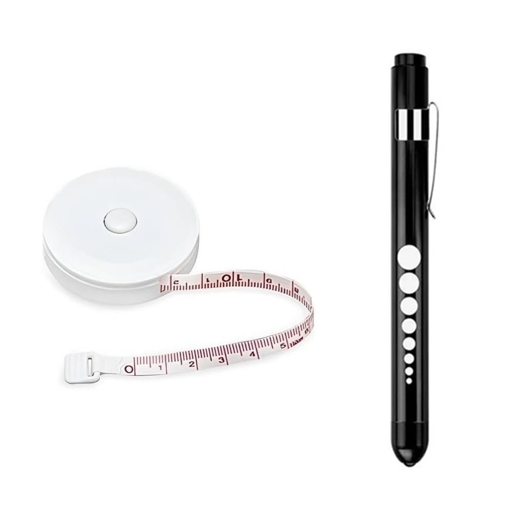 Kit Lanterna Clínica Preta Luz Led + Trena Antropométrica 1,5m