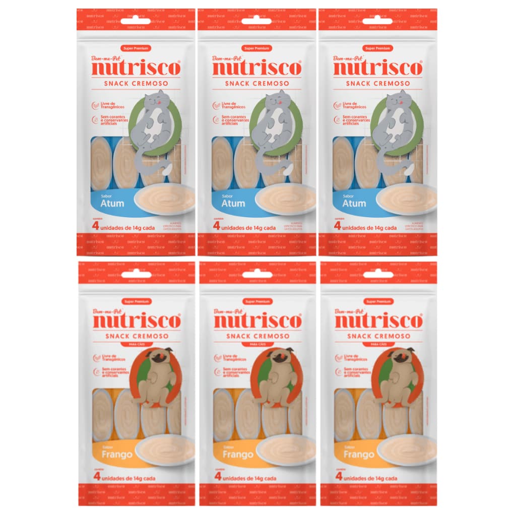 Petisco para Gatos Nutrisco tipo churu gatos kit com 6 pacotes - Importado