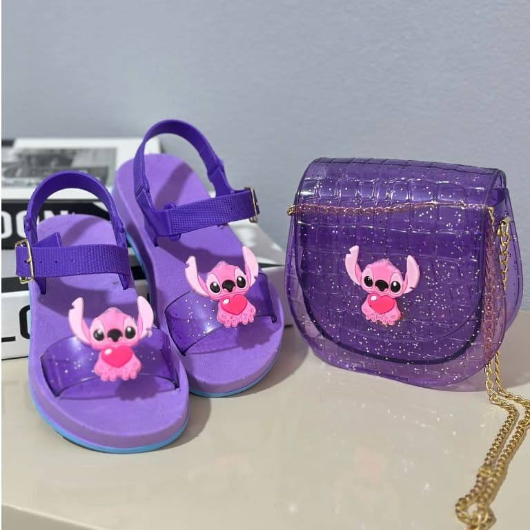 Kit Sandália Infantil Pra Menina + Bolsa Lillo Stich. ENVIO IMEDIATO.