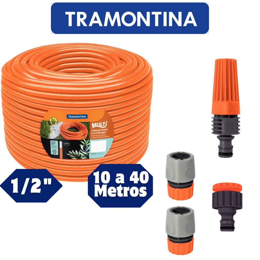 Mangueira 1/2 com Kit engate rápido esguicho Tramontina