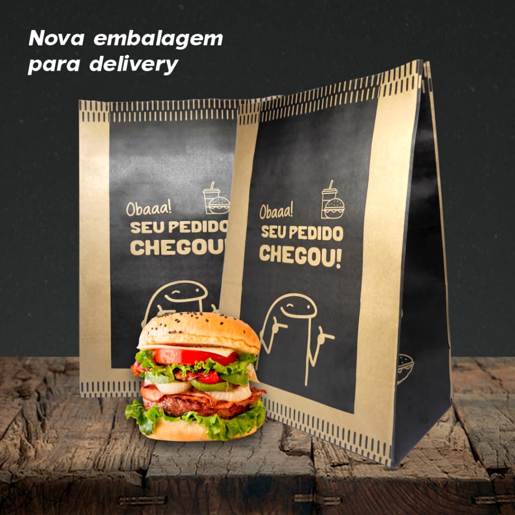 Saco para Delivery Obaaa! Seu Pedido Chegou | Tamanhos P, M ou G | 100 Unidades