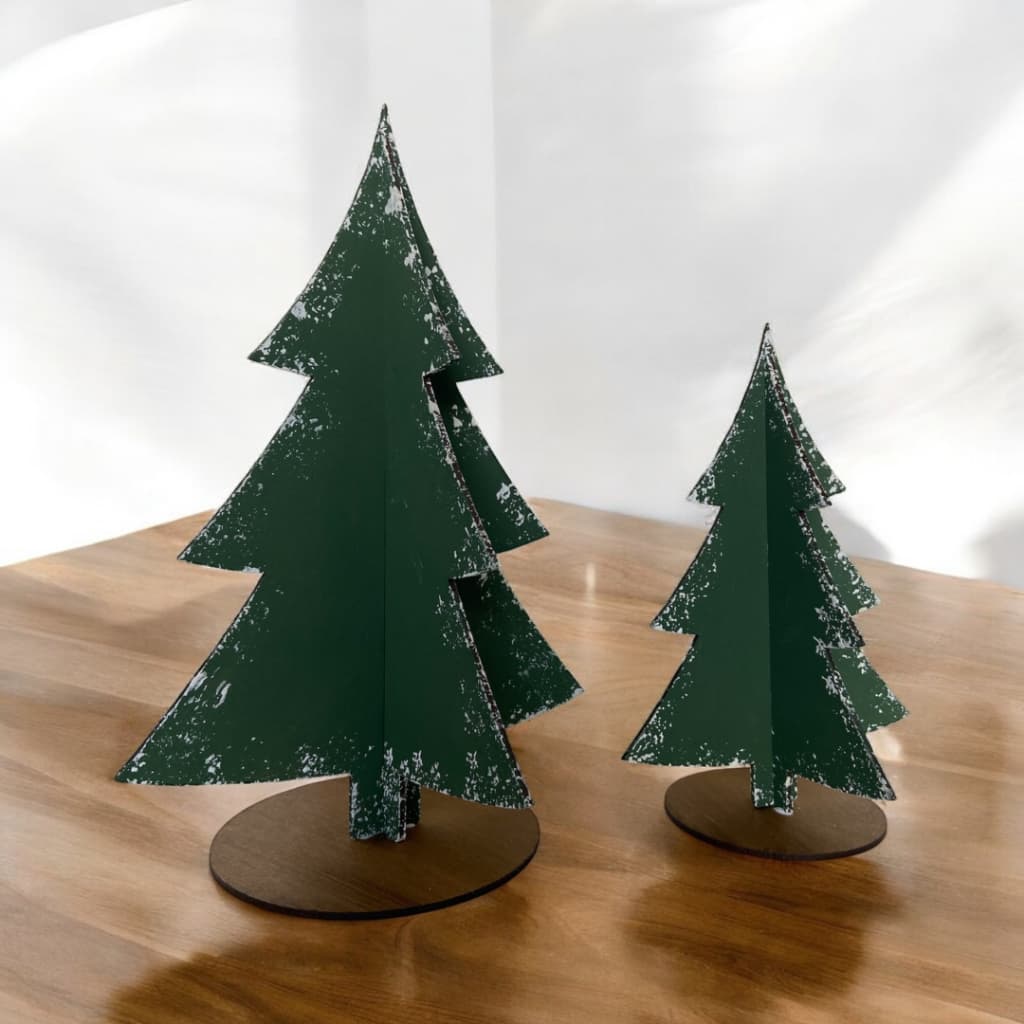 Kit 2 Árvores de Natal de Mesa - Árvore de Natal em MDF Decorado