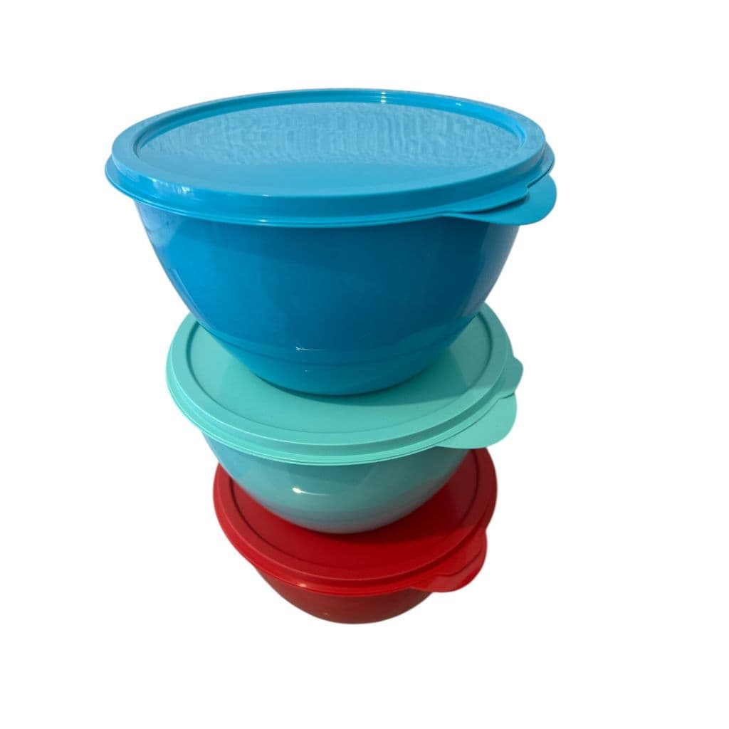 kit 3 saladeiras 3 litros coloridas tapoer potes plástico vasilhas