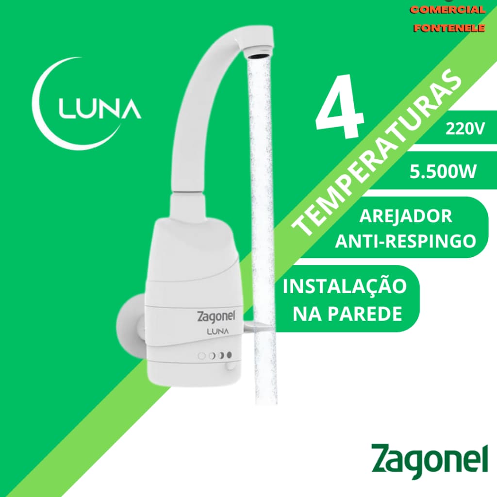 Torneira Elétrica Zagonel Luna Multitemperaturas 5500w 220v