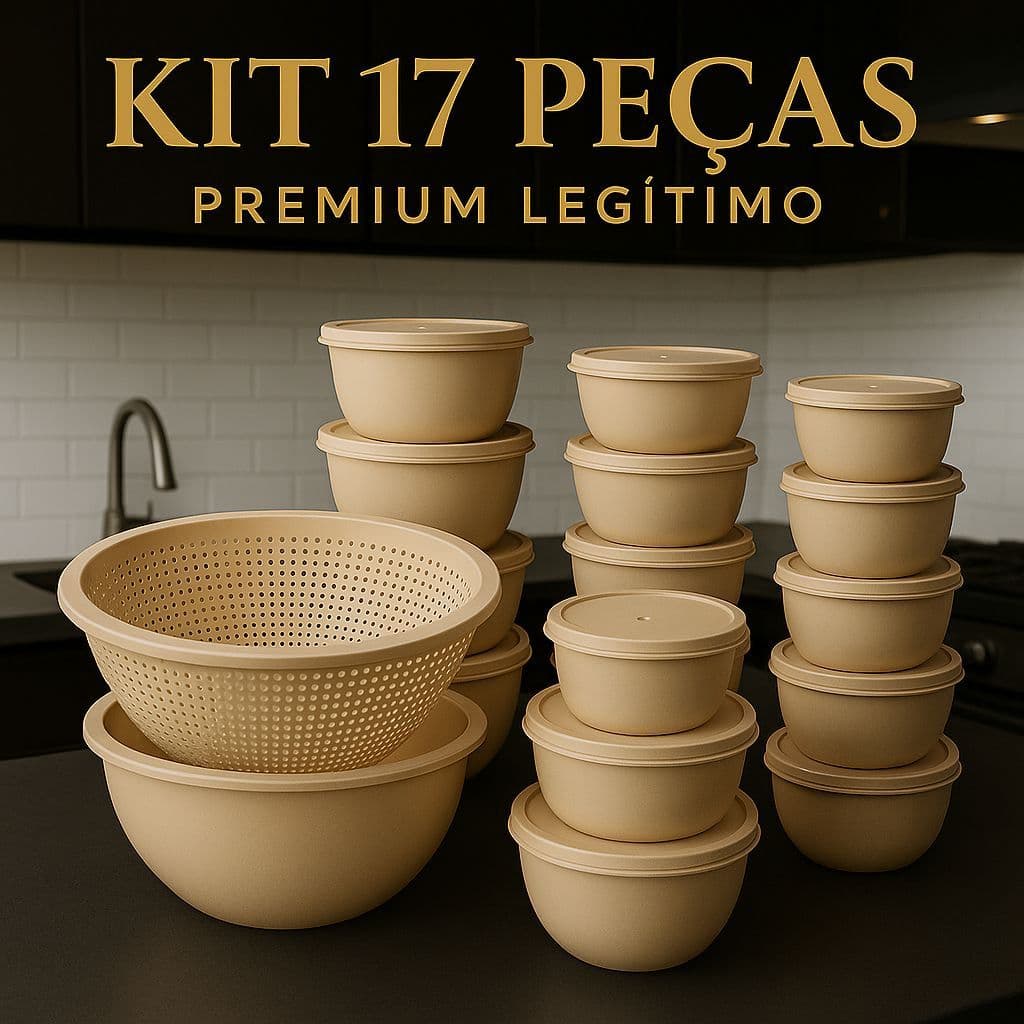 Kit 17 Potes Bowl Plástico com Tampa + Lava Tudo Multiuso Organização Cozinha
