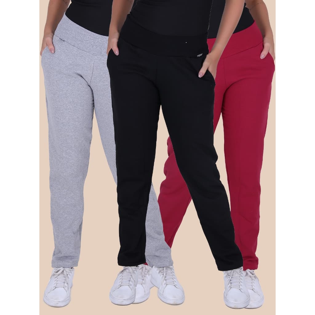 Kit 3 Calças De Moletom de Algodão Com Bolsos Peluciada
