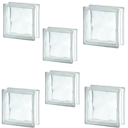 Kit 06 Bloco Tijolo Vidro 19x19x8 Transparente