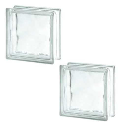 Kit 02 Bloco Tijolo Vidro 19x19x8 Transparente