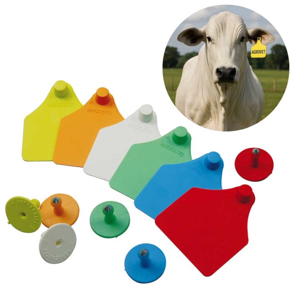 Zooflex 25 Brincos Lisos P/ Identificação Marcação Caneta P/ Gado Cabras Ovelhas Suínos Animal