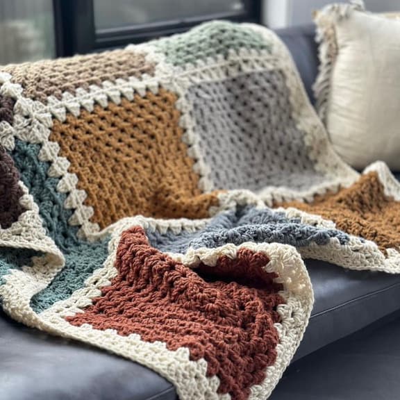 Manta de crochê/tricô | Manta para sofá/cama | Manta Boho