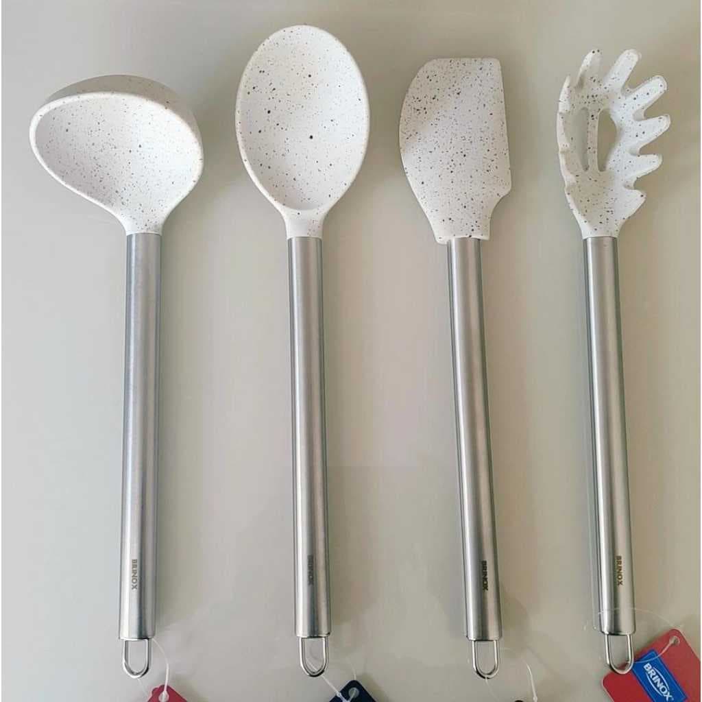 kit utensilios em silicone VANILLA DUO Concha, Colher, Espátula e Pegador de Massa