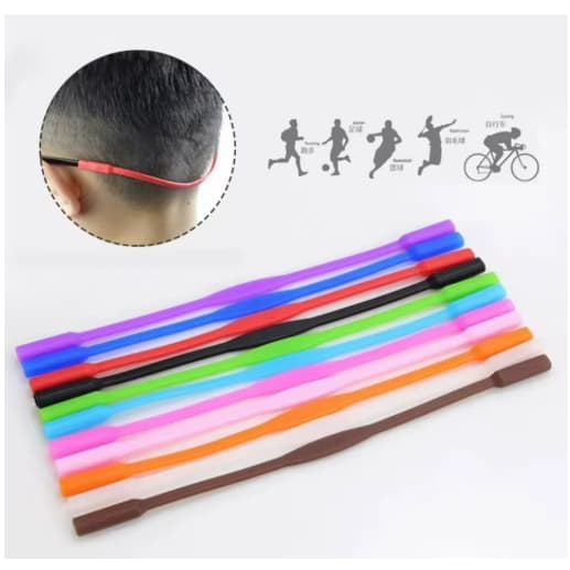 Cordão de óculos para prática de esporte, 17cm ou 20cm em silicone, 1unidade.