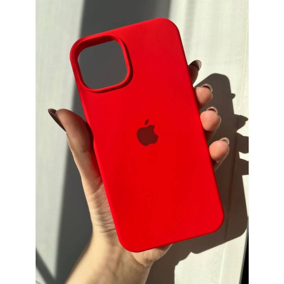Capa case silicone aveludada Vermelho e aberta na câmera para linha 16 15 14 13
