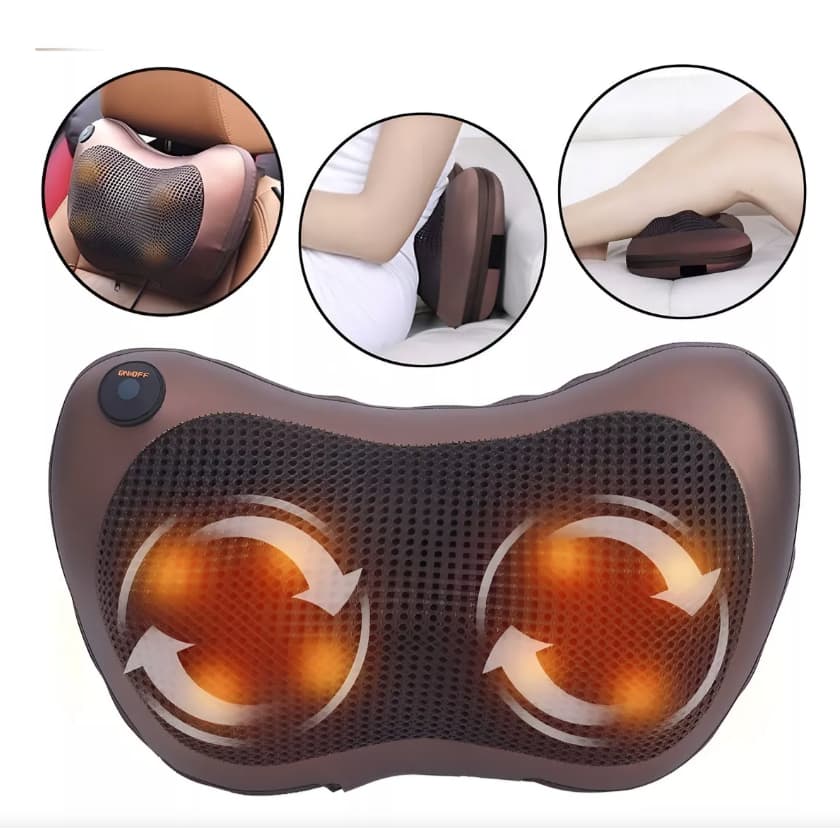 Massageador Travesseiro Elétrico Cervical e Lombar com Calor | Ideal para Carro e Casa