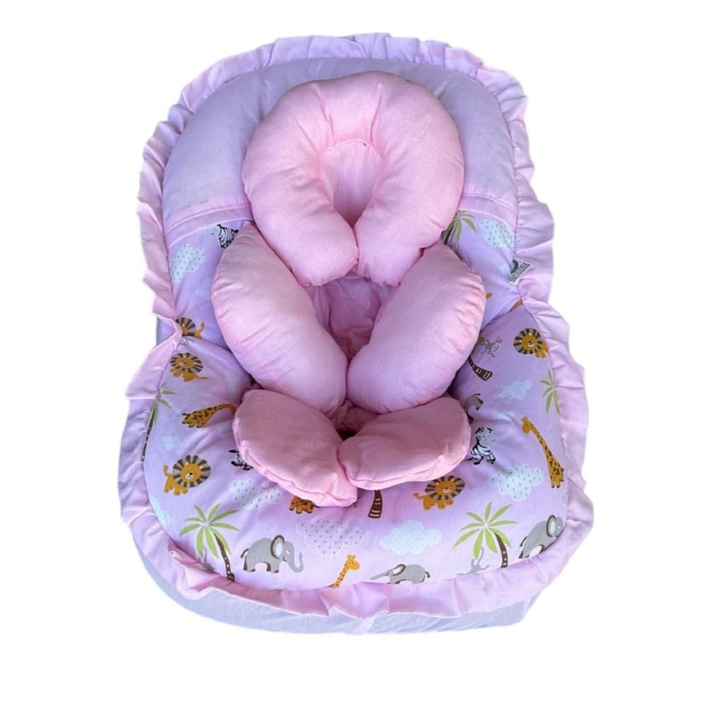 Capa para Bebê Conforto + Apoio Redutor 100% Algodão Safari Rosa