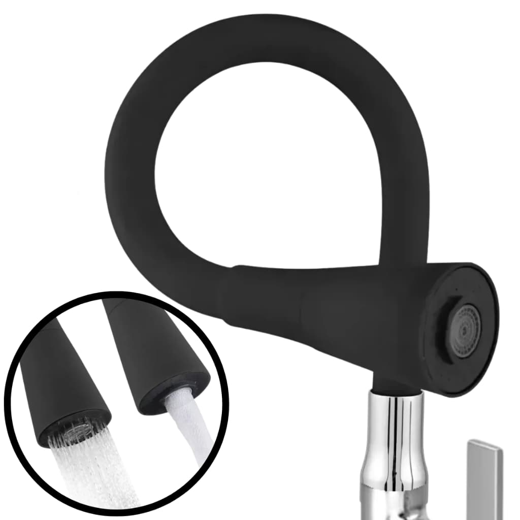 Tubo Flexível Gourmet Cone Preto com 2 Jatos para Torneira Cozinha 5/8