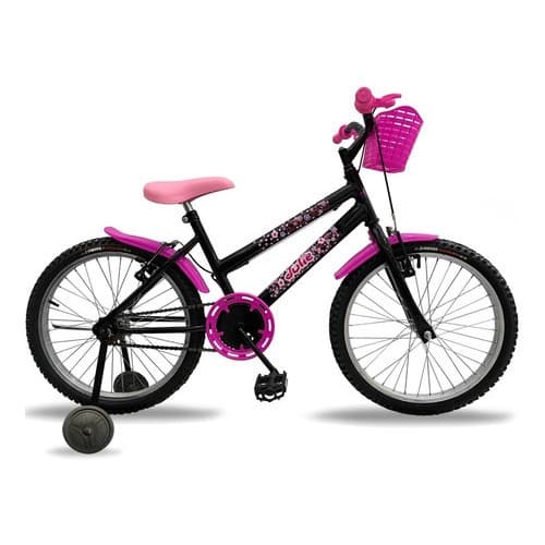 Bicicleta Aro 20 Com Rodinhas e Cestinha Menina