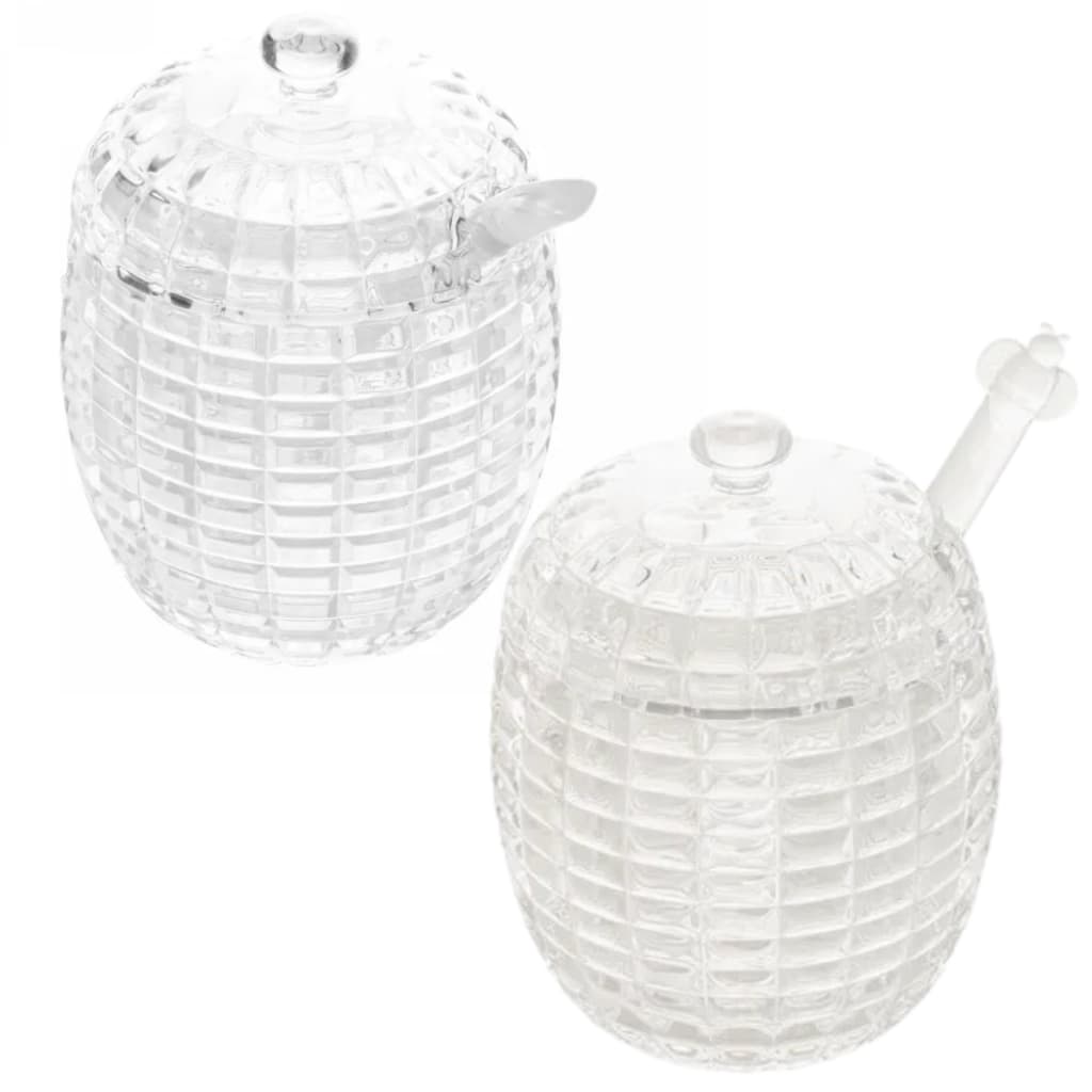 Kit Meleira e Açucareiro Tress Cristal Pegador Colher Tampa Mesa Posta Luxo Cantinho do Café