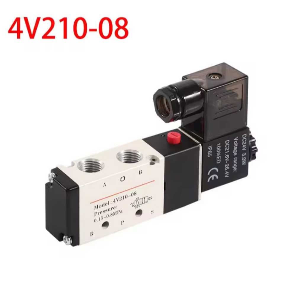 Válvula Pneumática Solenoide 5/2 Vias - Rosca 1/4 Mola 220V 110V 24V 12V