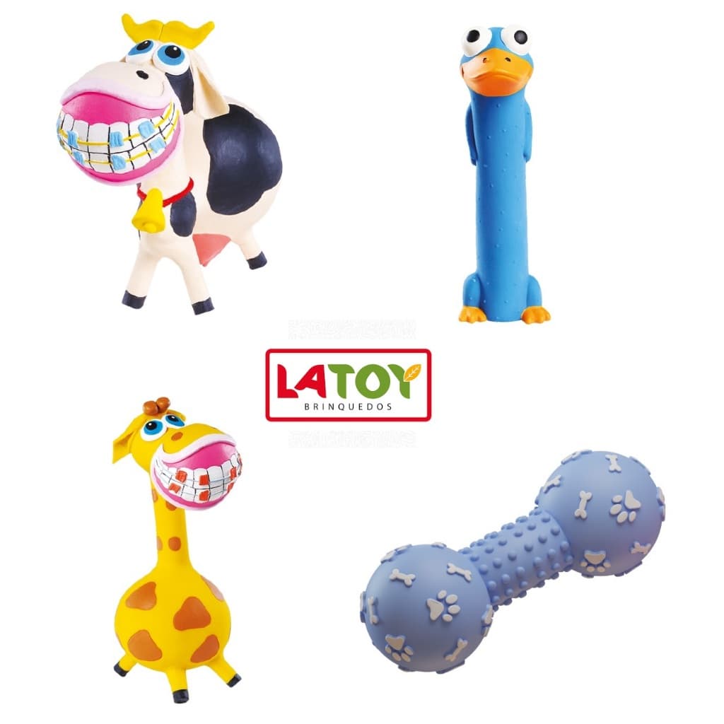 Mordedor Brinquedo Pet Látex c/Apito Latoy Cachorro Gato Macio - Monte Seu Kit c/Desconto Exclusivo!