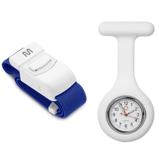 Kit Relógio de Lapela Branco + Garrote Azul