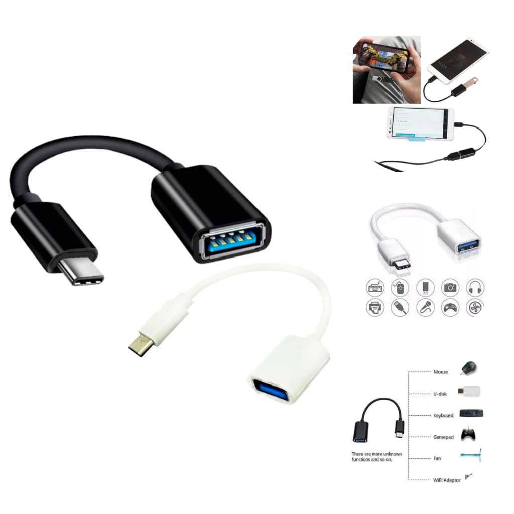 Adaptador USB Tipo C OTG para USB 3.0 Fêmea Conversor para Pendrive, Mouse, Teclado e Celular Android