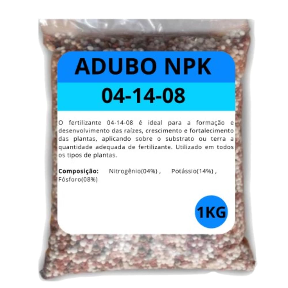 Adubo Fertilizantes NPK 04 14 08 1KG - Plantas, Flores, Rosas Deserto, Samambaia