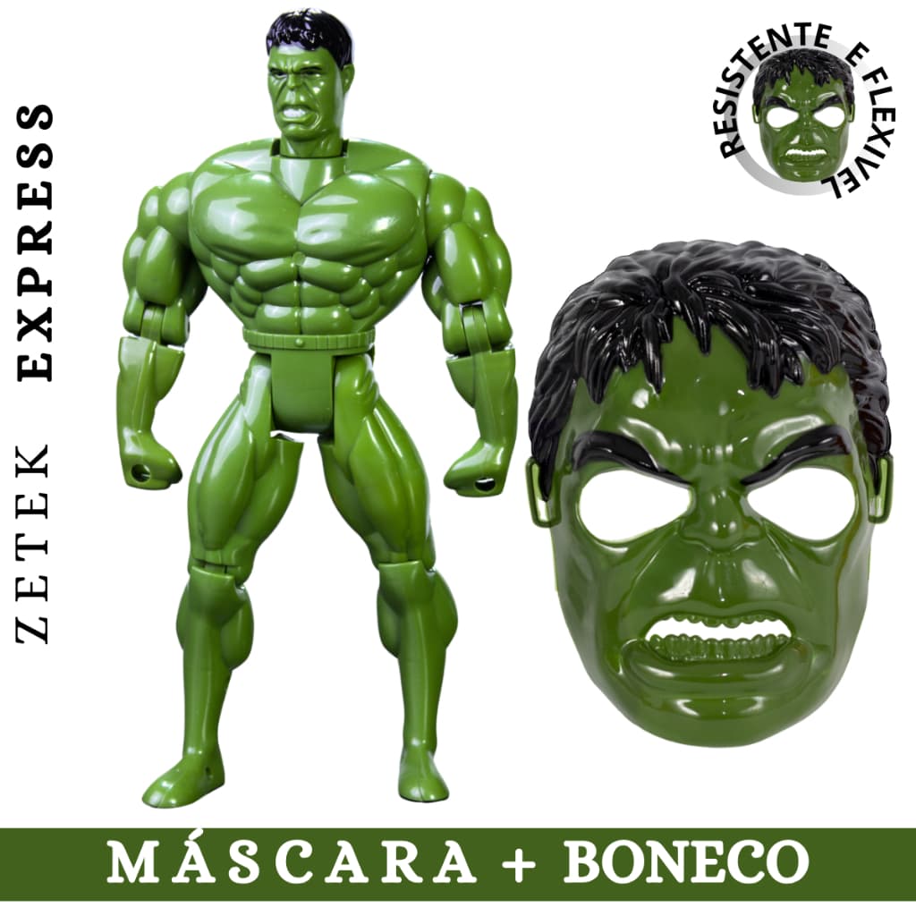 Kit Mascara Confortável + Boneco 30cm Brinquedo Herói Personagem De Ação Articulável Cosplay