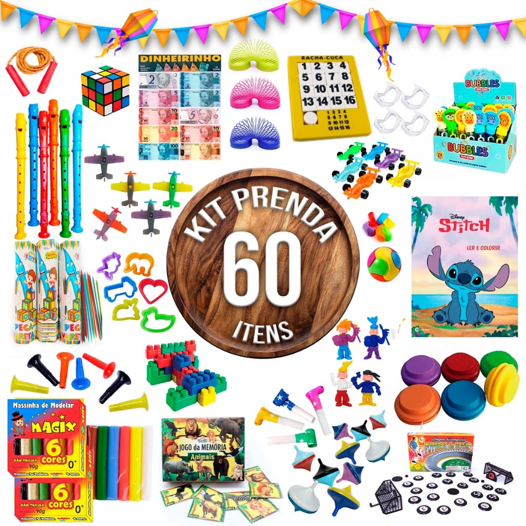 Kit 50 Prenda Festa Junina Brinquedos Pescaria Crianças Kit 60 Prenda Festa Julina Brinquedo  Doação Atacado