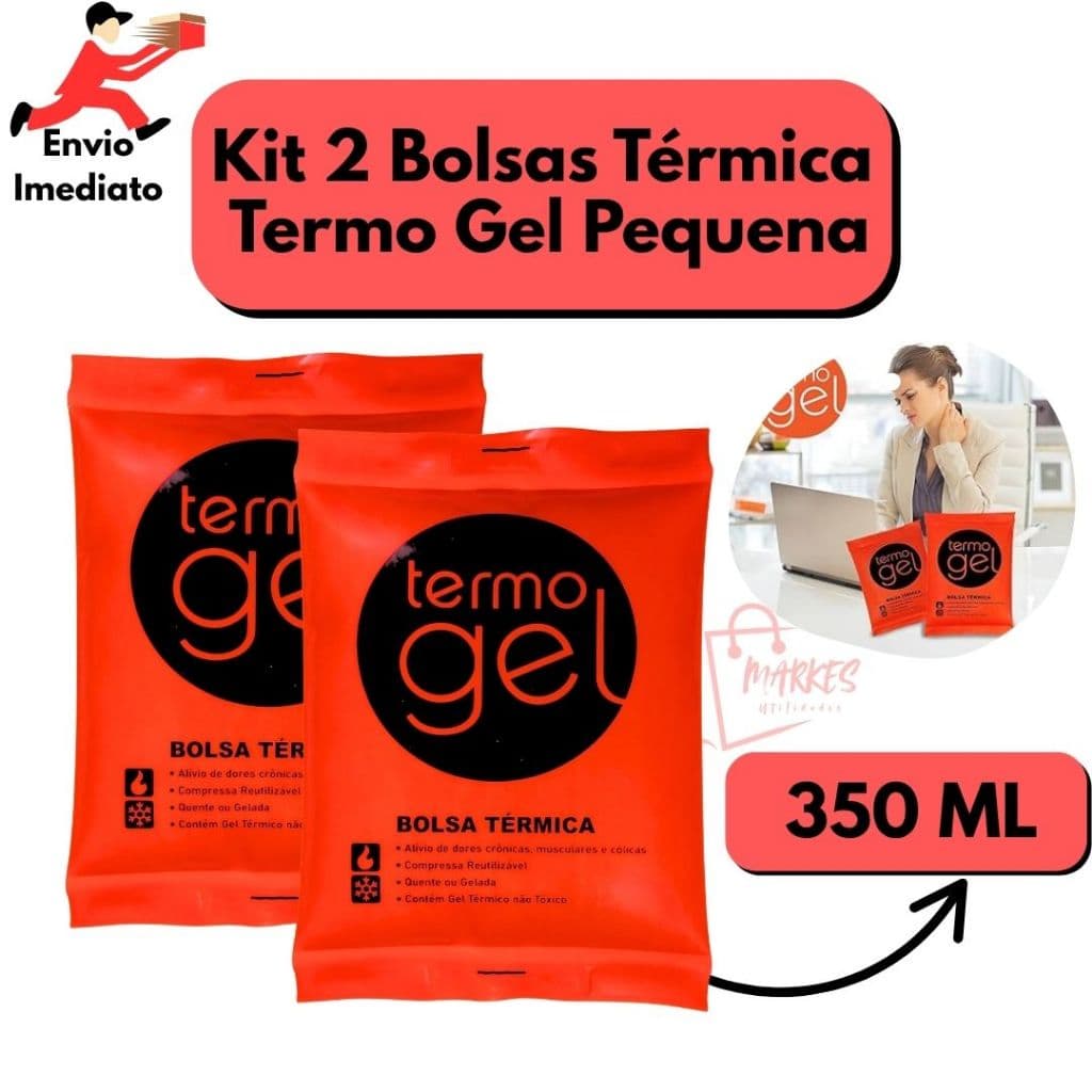 Kit 2 Bolsas Térmica Termo Gel Pequena 350 ML Para Compressa Alivio Nas Dores Fria ou Quente
