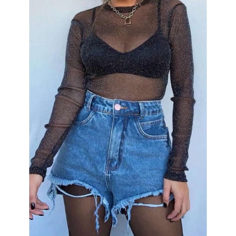 BLUSA TULE MANGA LONGA
