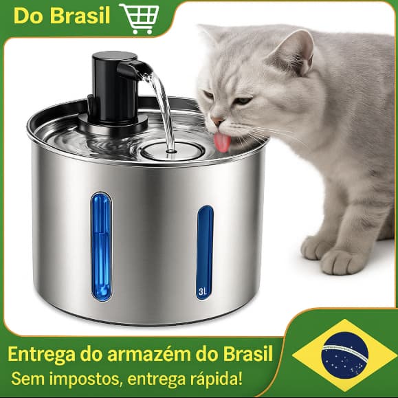 NEWPET Bebedouro de Aço inoxidável para gatos Bebedouro Automático Bebedouro Gatos e Cães