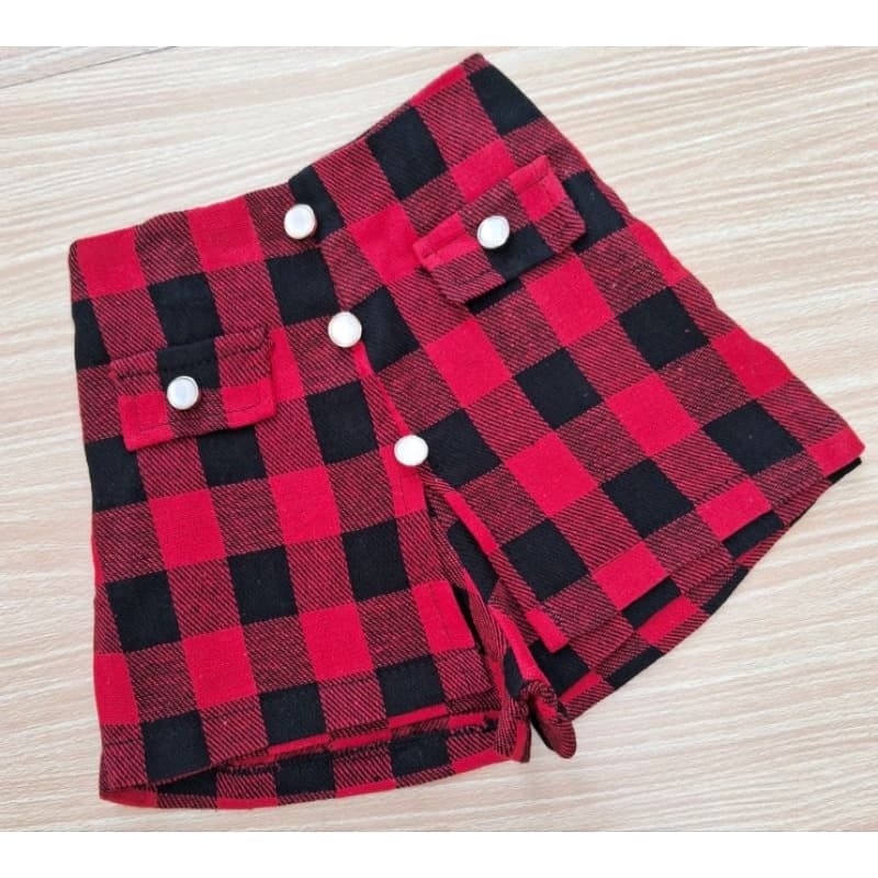 Shorts saia xadrez infantil look infantil para maninas
