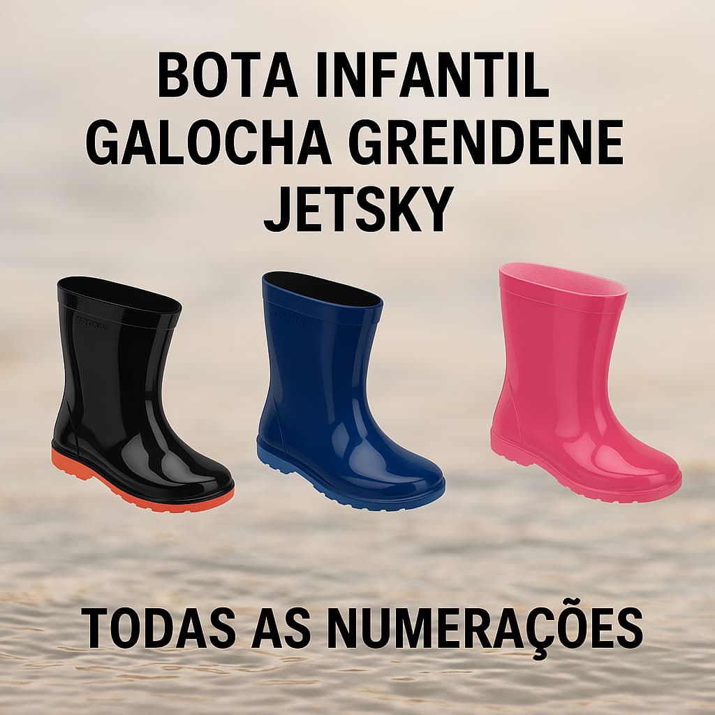 BOTA GALOCHA INFANTIL JETSKY PEGA FORTE IMPERMEÁVEL GRENDENE