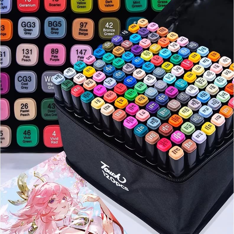 Kit Canetinha de Ponta Dupla – Conjunto Marcador de Aquarela com 80/120/168 Cores