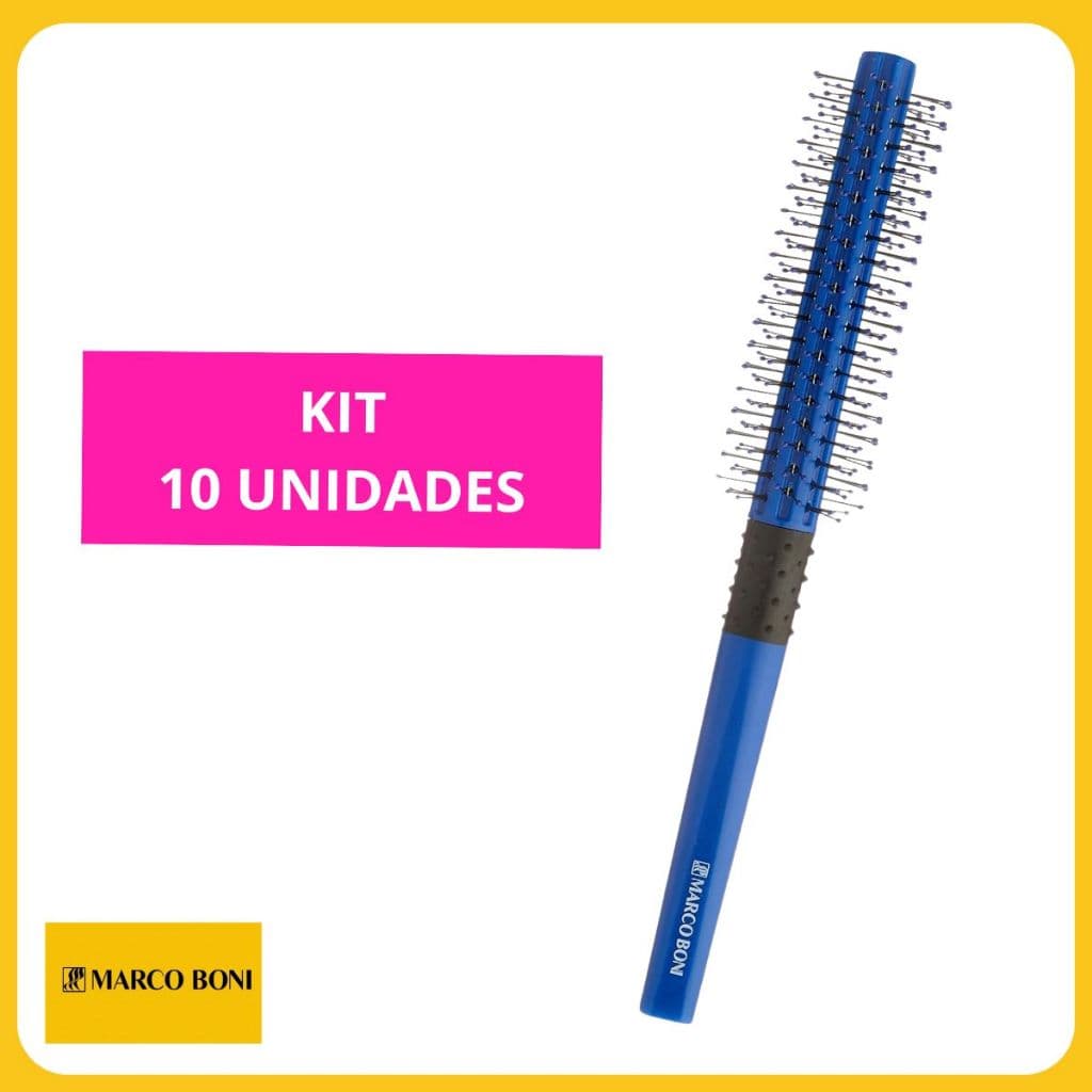 Kit 10 Escovas de Cabelo cerdas em V - azul Marco Boni