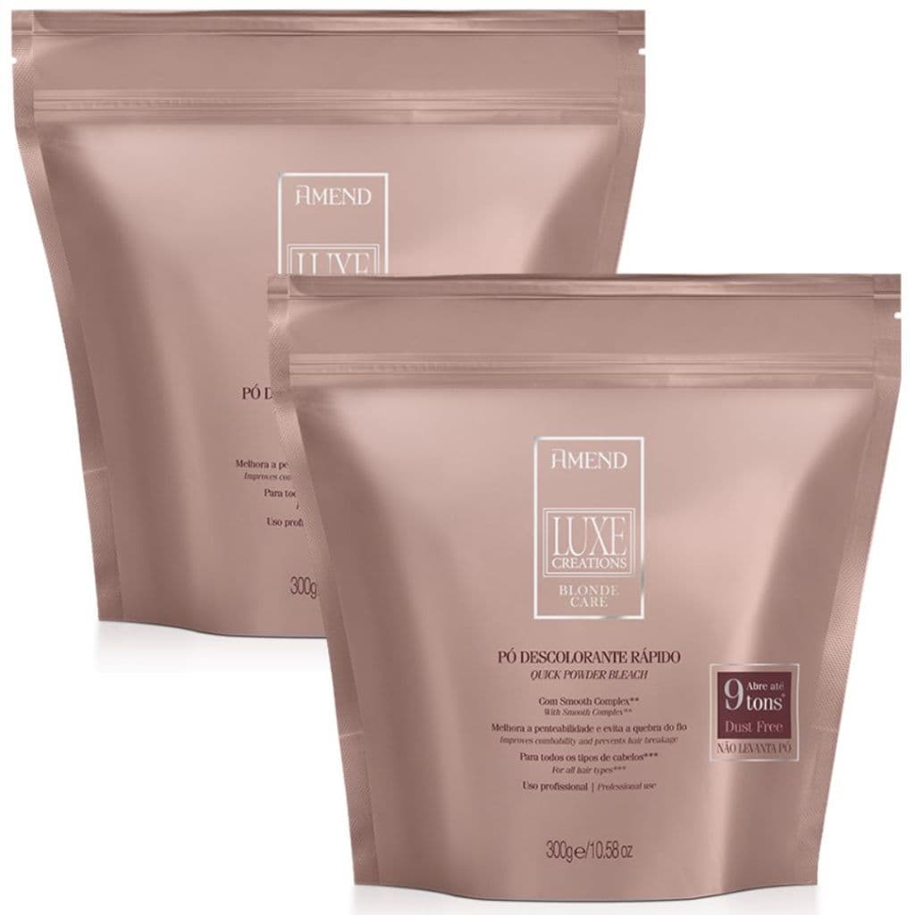 Kit Com 2 Pó Descolorante Rápido Amend Luxe Creations Blonde Care 300g
