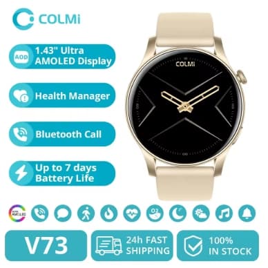 Colmi v73 smartwatch 1.43 "hd amoled display bluetooth chamadas saúde fitness rastreamento relógio inteligente