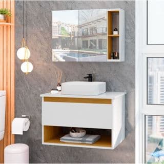 Conjunto Gabinete de Banheiro com Espelheira com Cuba Florence Cores