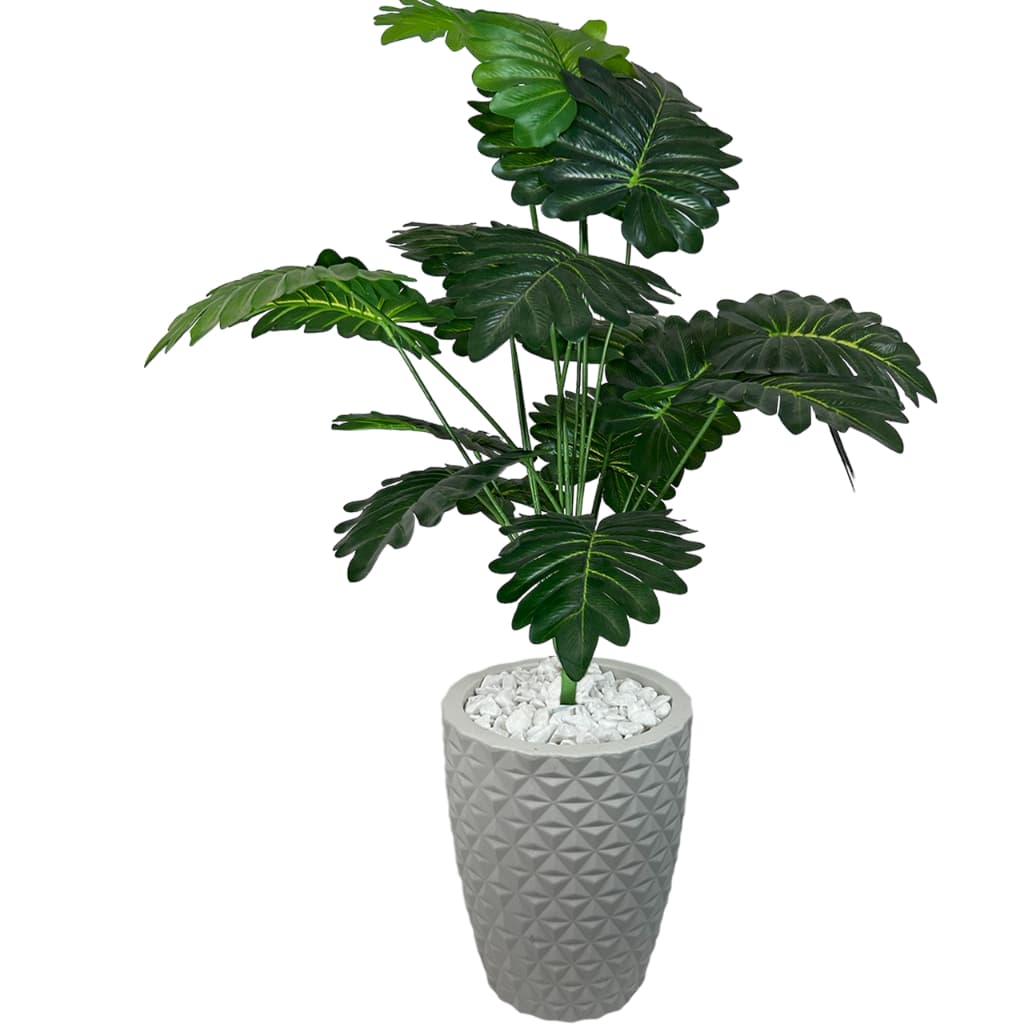 Planta Artificial Arranjo Grande 60cm Bananinha + Vaso 3D Polietileno Decoração Enfeite Sala Casa