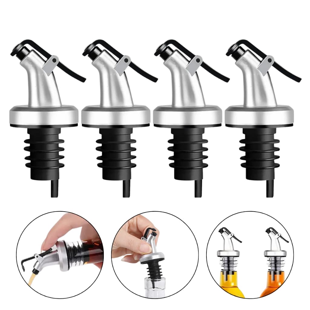 Kit 4 Bicos Dosadores para Garrafa Azeite Vinagre Molhos Galheteiros Leve e Prático