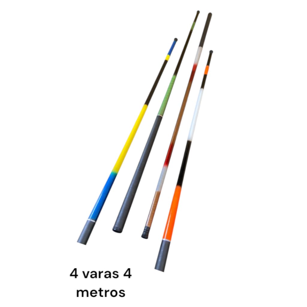 kit 4 Varas Telescópica Lisa 4 Metros 40% Carbono Tilápia Piau e Lambari Cmik
