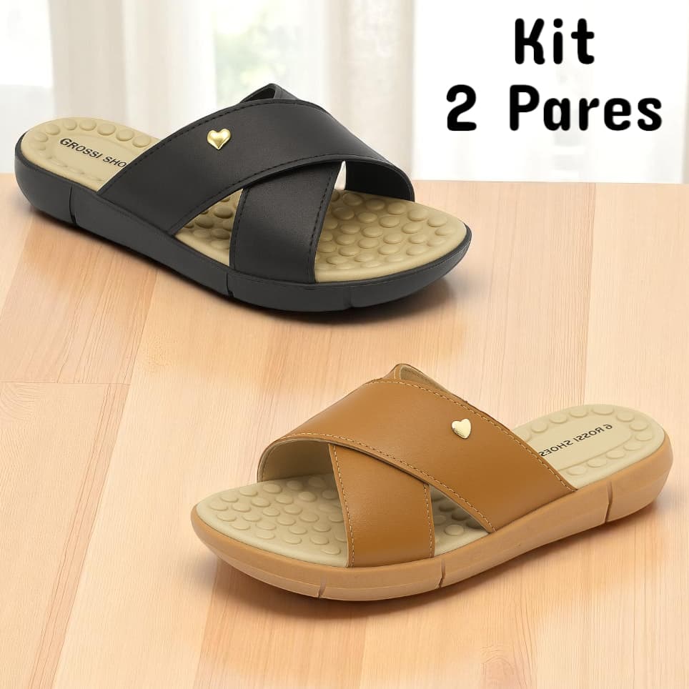 Kit 2 Pares Tamanco Ortopédico Feminino Massageador Macio