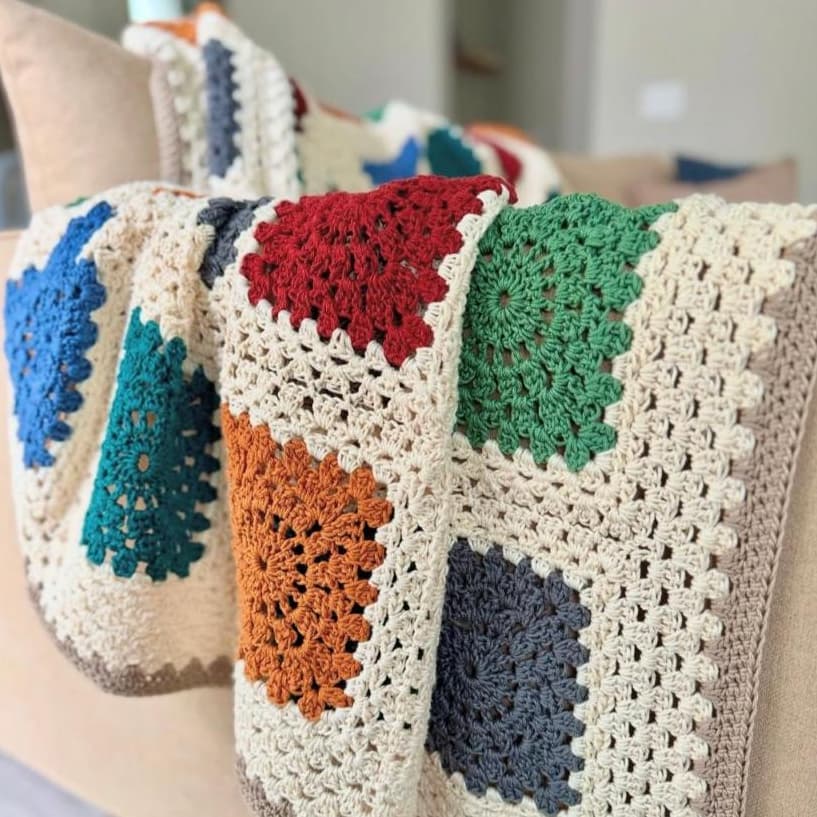 Manta de crochê | Manta de crochê para sofá ou cama | Manta Outono