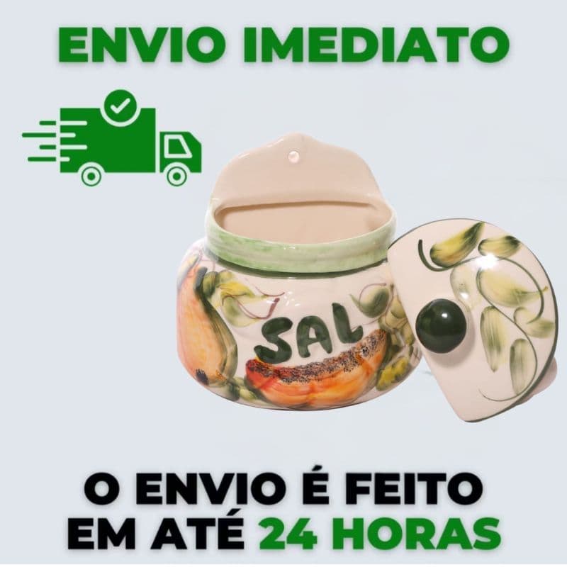 SALEIRO EM PORCELANA PINTADO A MÃO ESMALTADO