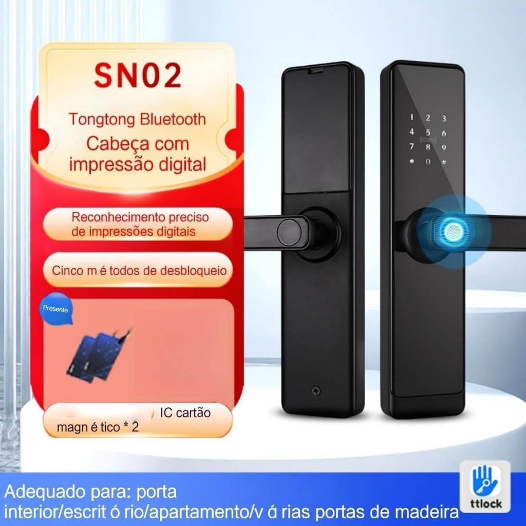 Fechadura Digital Inteligente com Biometria e Wi-Fi - Segurança por Impressão Digital, Controle via App e Instalação Fác
