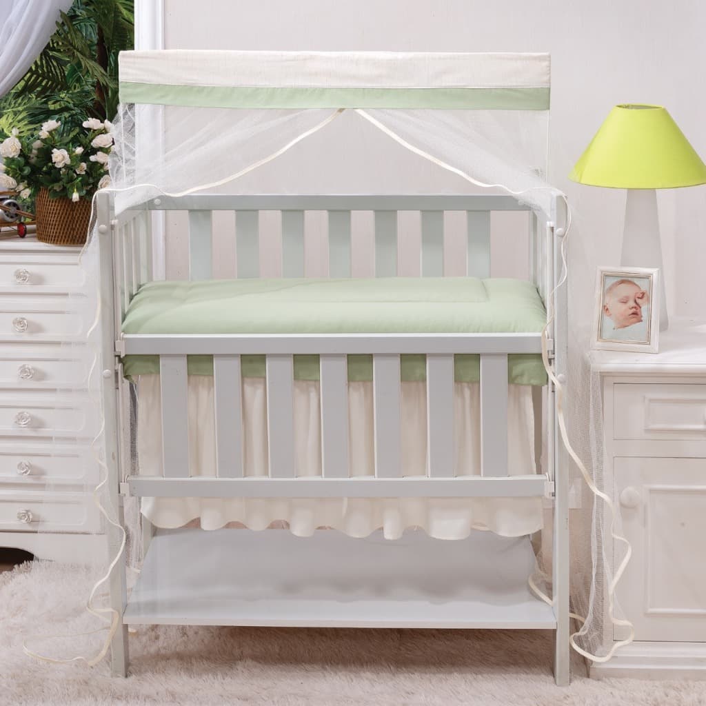 mosquiteiro cortinado para mini berço avulso com 2 peças palha com verde cor neutra