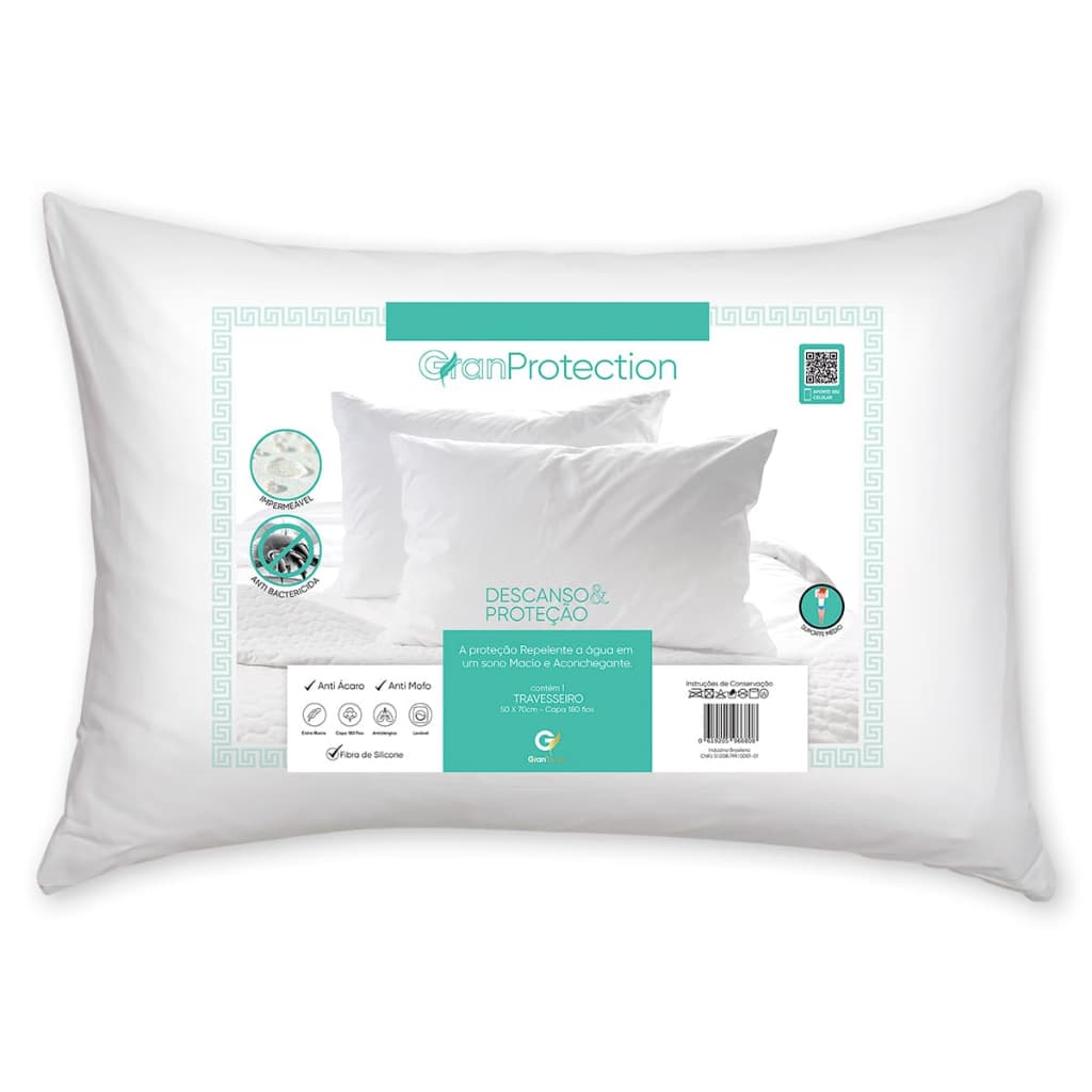 Travesseiro Antialérgico Impermeável 50x70Cm GranProtection