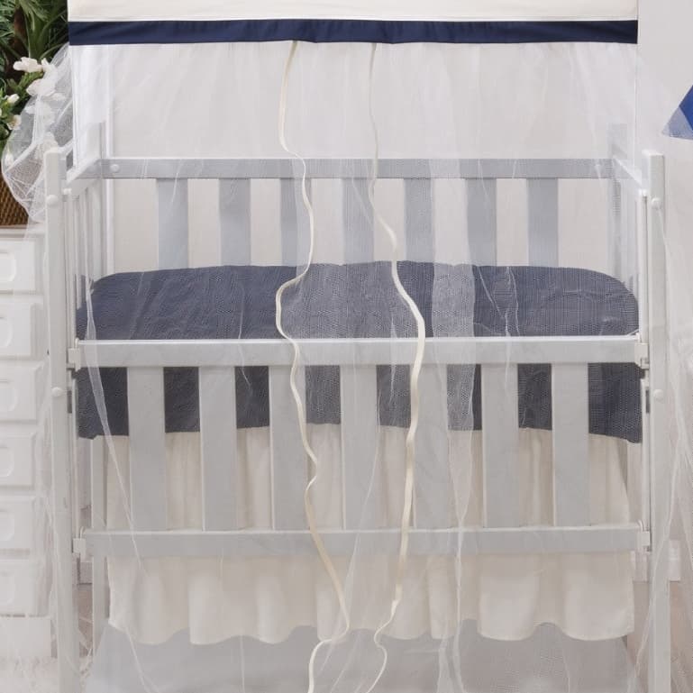 mosquiteiro cortinado para mini berço avulso com 2 peças palha com marinho cor neutra