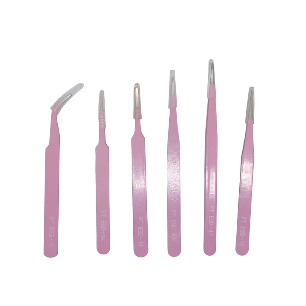 Kit 6 Pinças Scrapbook Anti Estática Artesanato Eletrônica Celular - ROSA E VERDE TIFFANY